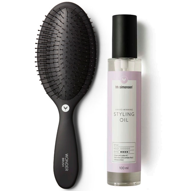 HH Simonsen Styling Oil + Wonder Brush Black sampak