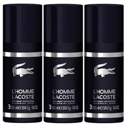 Lacoste L'Homme Deodorant Spray 150ml x 3