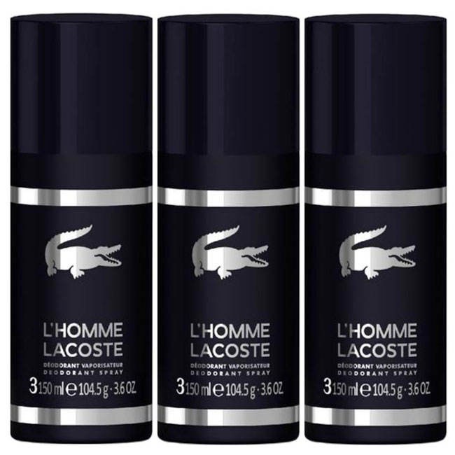 Lacoste L\'Homme Deodorant Spray 150ml x 3