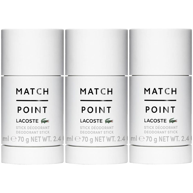 Lacoste Match Point Deodorant Stick 75ml x 3